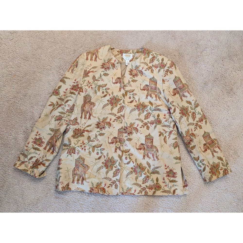 Talbots Silk Tapestry Elephant Blazer Jacket